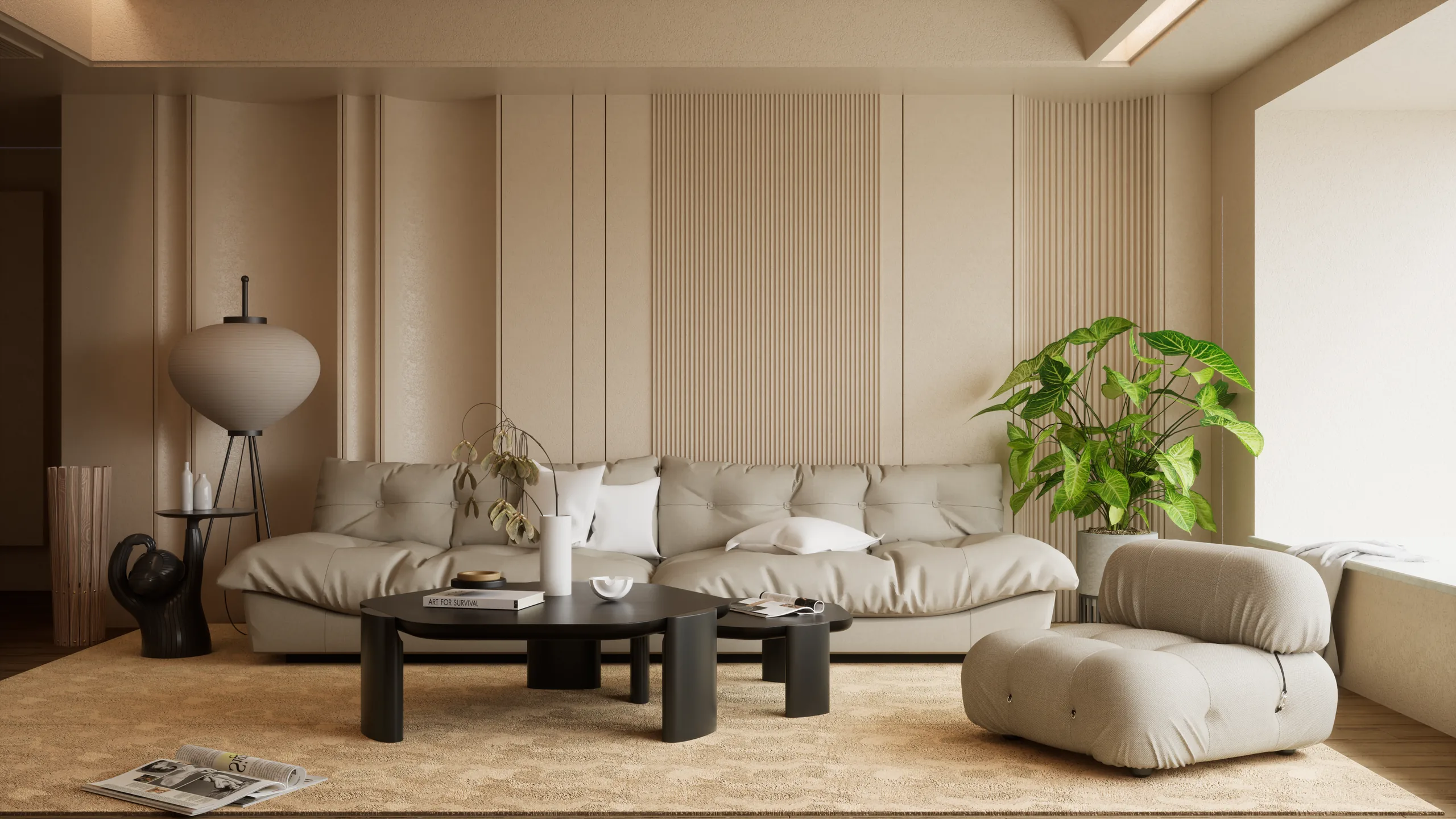 Sala de Estar Escultural Bege